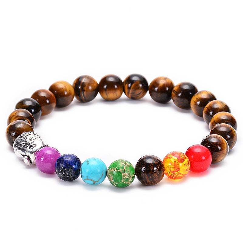 Colorful Natural Stone Buddha Head Handmade Bracelet