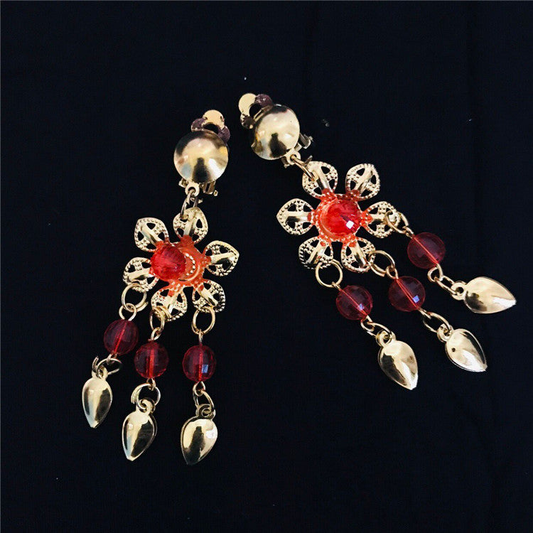 Craft Belly Dance With Plum Flower Costume Ear Clip