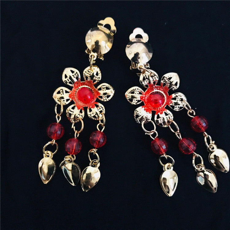 Craft Belly Dance With Plum Flower Costume Ear Clip