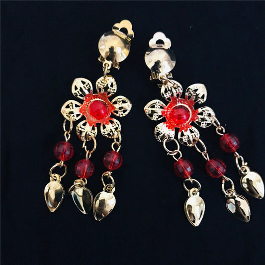Craft Belly Dance With Plum Flower Costume Ear Clip