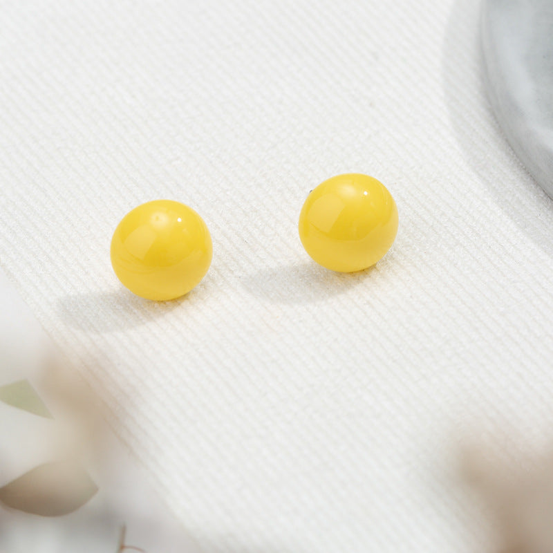 Women's Fresh Yellow Series Pearl Tassel Beautiful Flowers Earrings