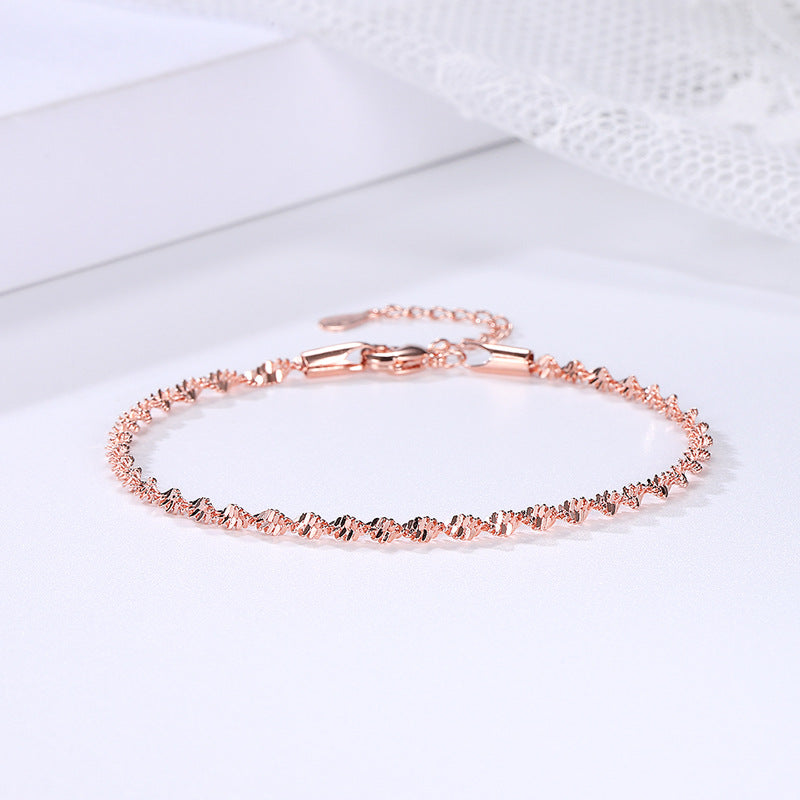 Women's Plated Sterling Sier Twisted Caterpillar Korean Style Fashion Popular Bracelets