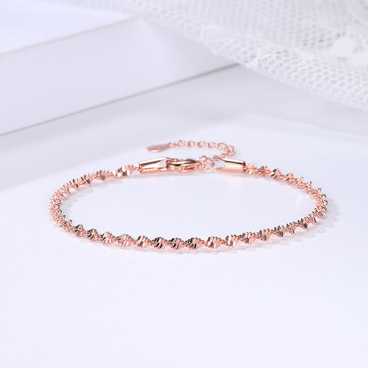 Damen vergoldete Sterling Silber Twisted Caterpillar koreanischen Stil Mode beliebte Armbänder