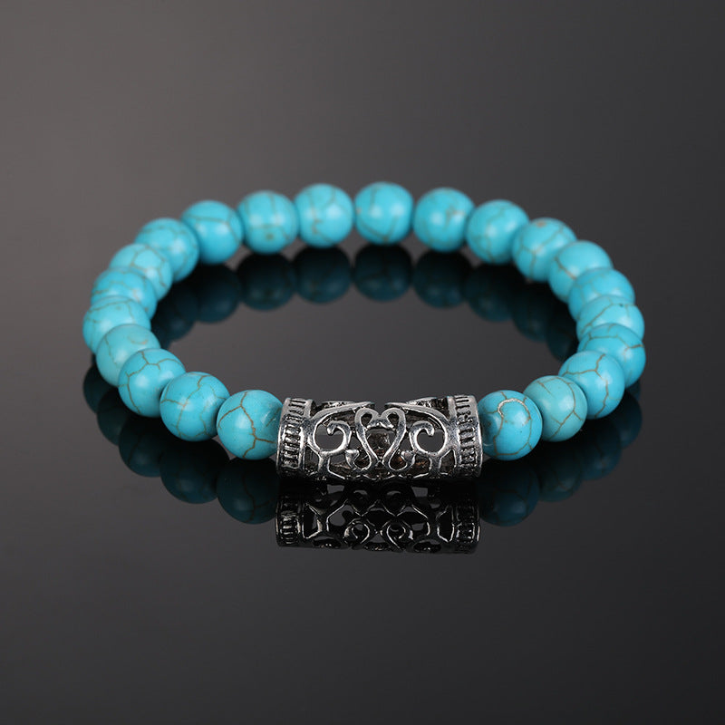 Bracelets volcaniques personnalisés et créatifs, ornement turquoise blanc