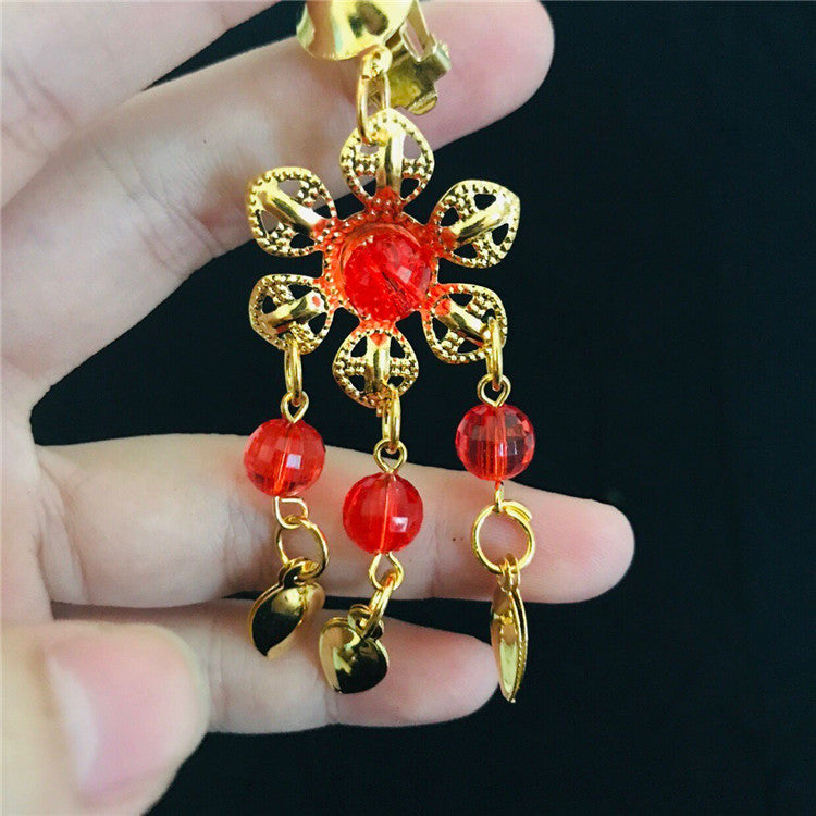 Craft Belly Dance With Plum Flower Costume Ear Clip