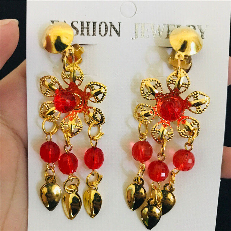 Craft Belly Dance With Plum Flower Costume Ear Clip