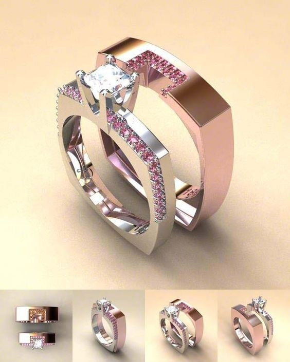Super Creative Style Pink Topaz Rose Ring