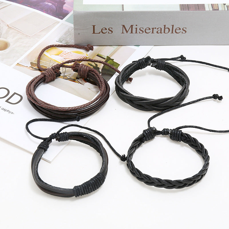 Creative Charming Ornament Braided Leather Combination Bracelets