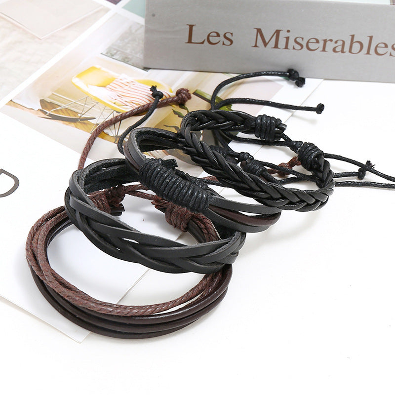 Creative Charming Ornament Braided Leather Combination Bracelets