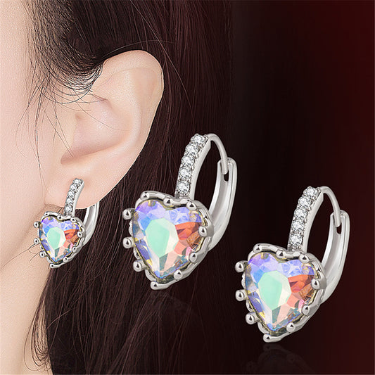 Women's Zircon Love Ear Buckle Plating Color Earrings