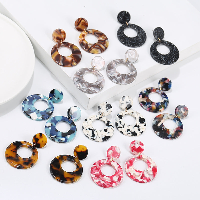 Women's Creative Round Acetate Acrylic Fashion Multicolor Earrings