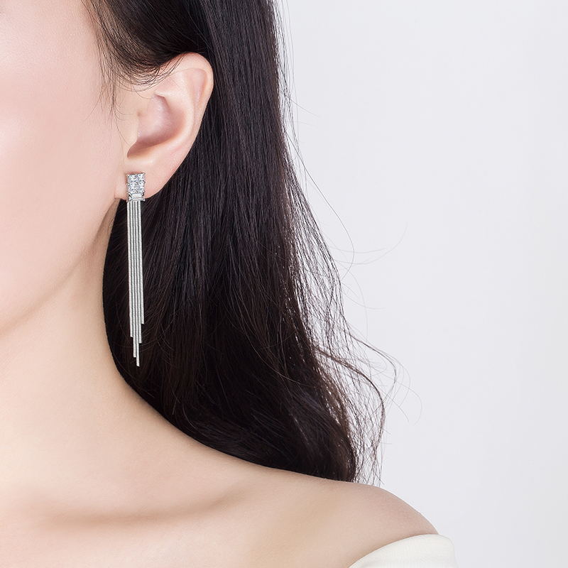 Sier Needle Li Duo Small Slim Earrings