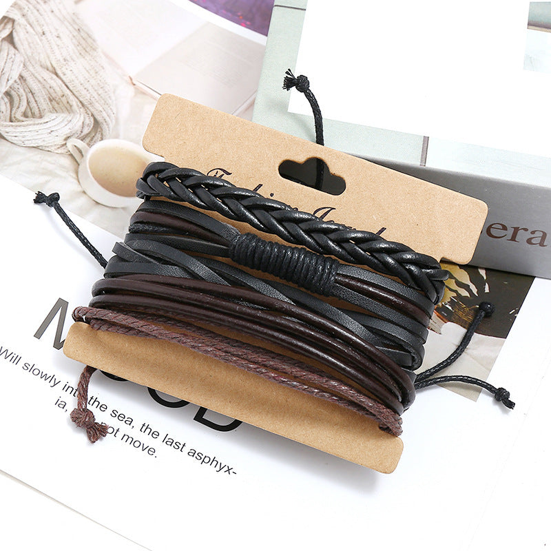 Creative Charming Ornament Braided Leather Combination Bracelets