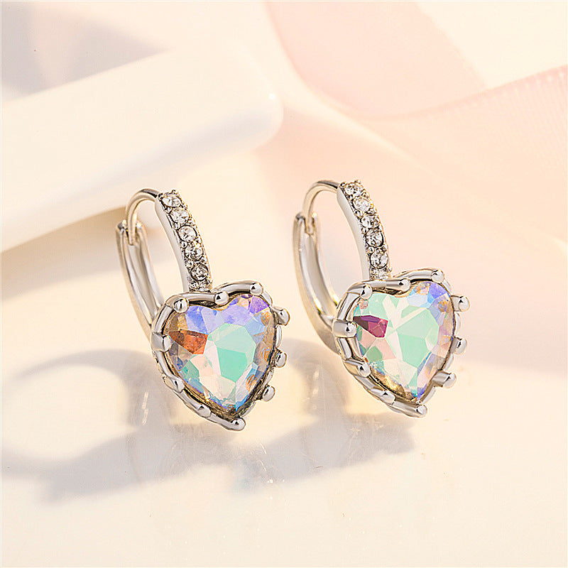 Women's Zircon Love Ear Buckle Plating Color Earrings