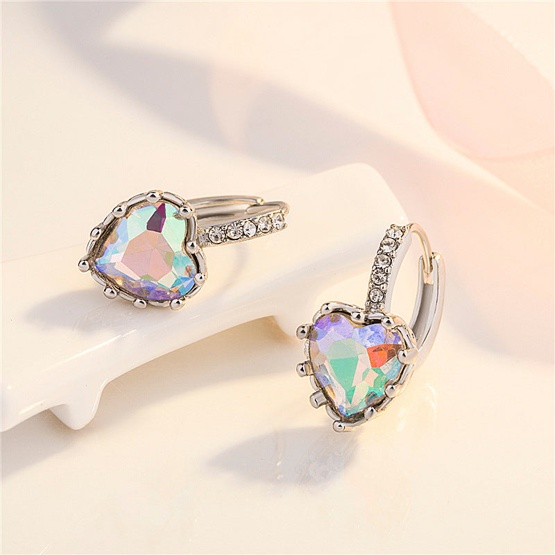 Women's Zircon Love Ear Buckle Plating Color Earrings