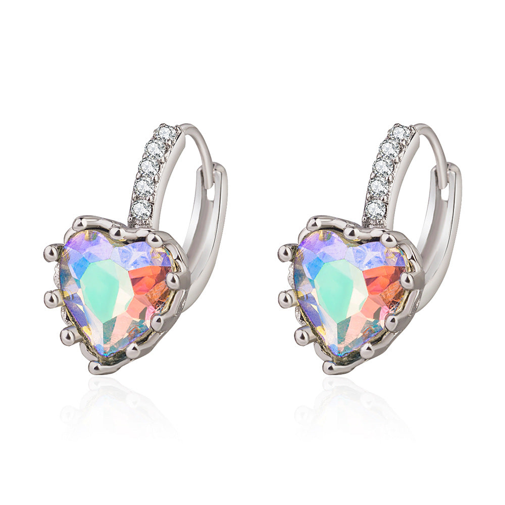 Women's Zircon Love Ear Buckle Plating Color Earrings