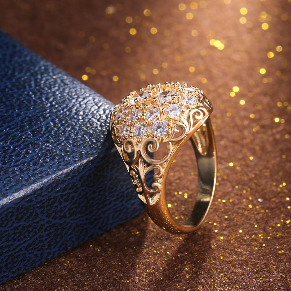 Women's Shi Exaggerated Gold-plated Luxury Copper Inlaid Rings