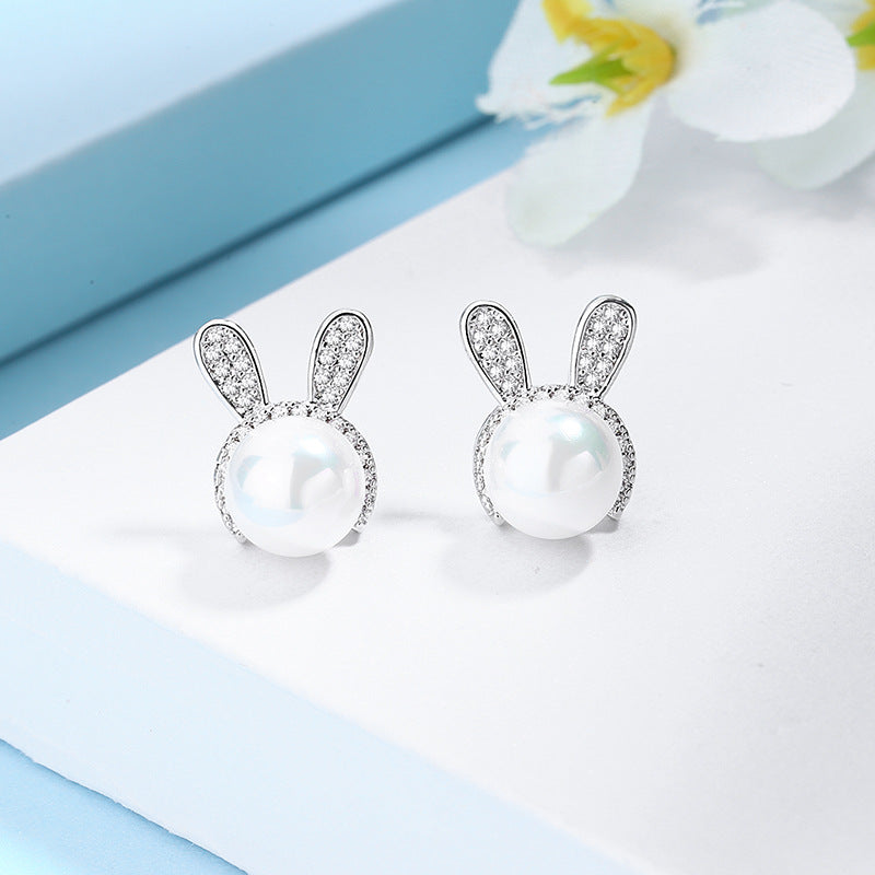 Rabbit Fashion Korean Pearl Ornament Shell Pearls Earrings