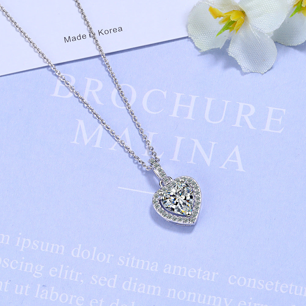 Women's Zircon Heart-shaped Full Diamond Short Clavicle Necklaces