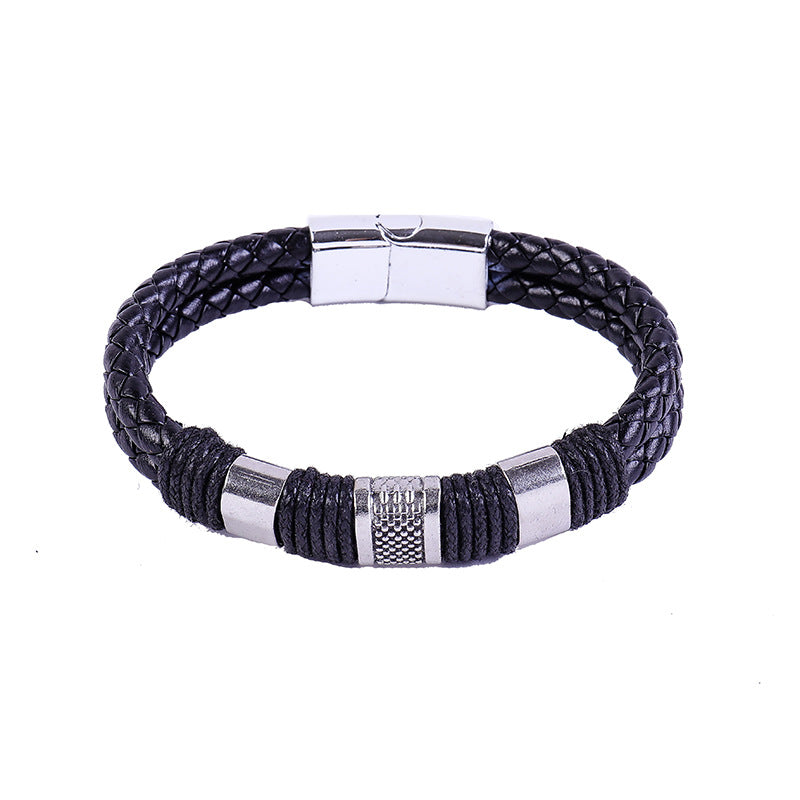 Herren-Armbänder mit gewebtem Lederornament, Retro-Persönlichkeit