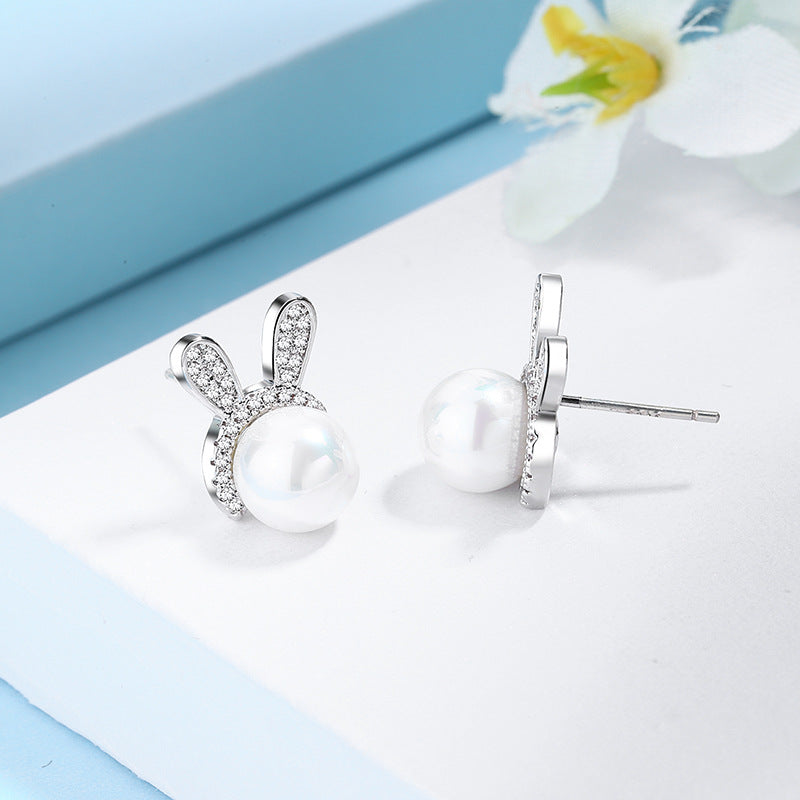 Rabbit Fashion Korean Pearl Ornament Shell Pearls Earrings