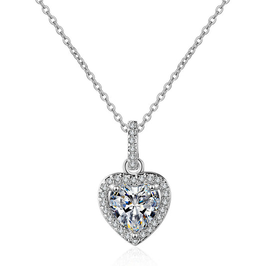 Women's Zircon Heart-shaped Full Diamond Short Clavicle Necklaces