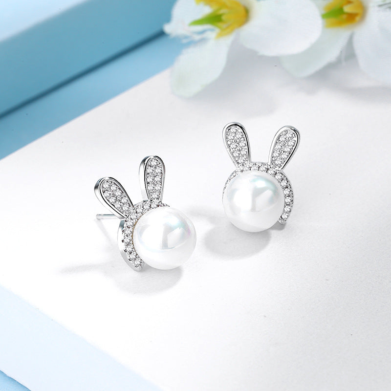 Rabbit Fashion Korean Pearl Ornament Shell Pearls Earrings