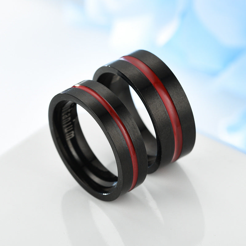 Men's Titanium Steel Black Color Fashion Couple Rings