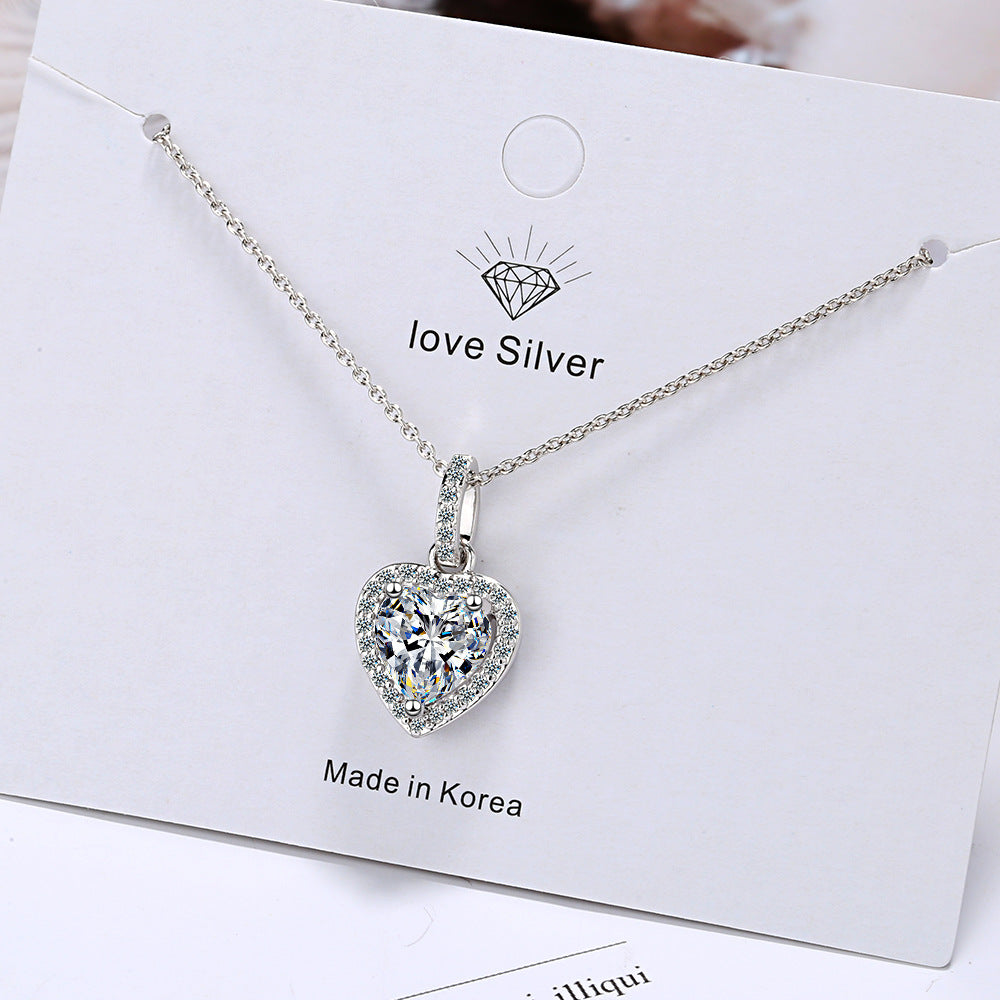 Women's Zircon Heart-shaped Full Diamond Short Clavicle Necklaces