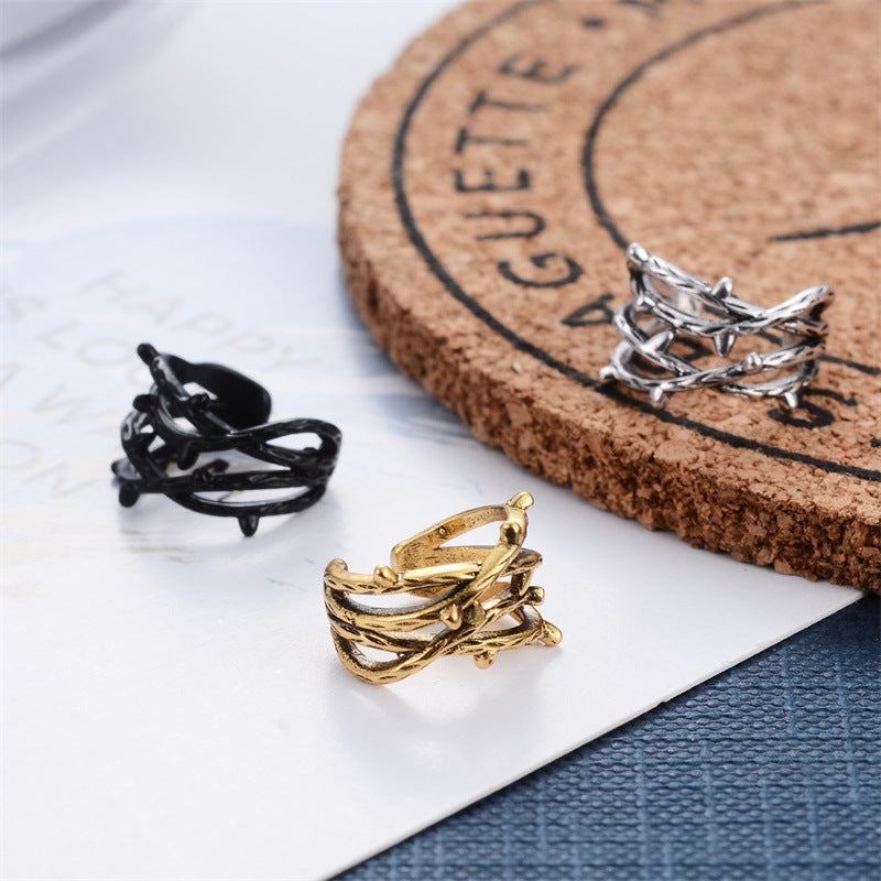 Simple Retro Double Cartilage Female Branches Ear Clip