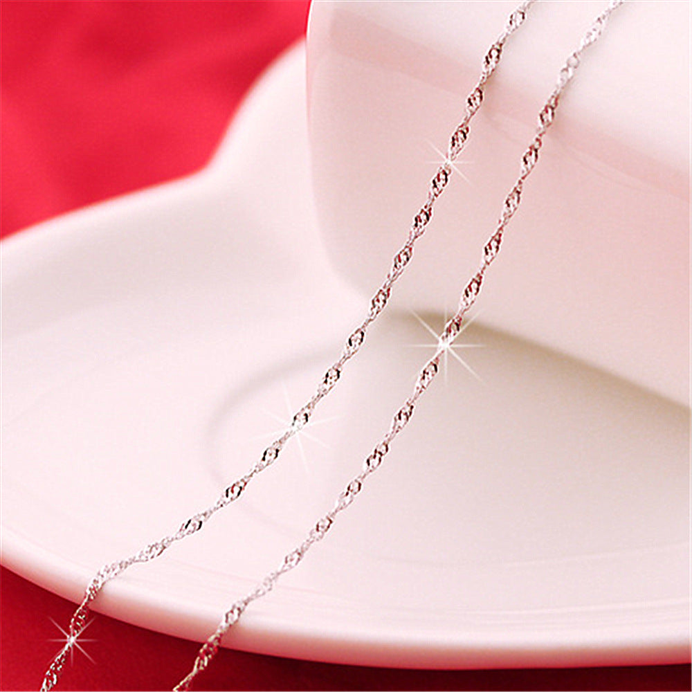 Women's Popular Ornament Water Wave Chain Sier Necklaces