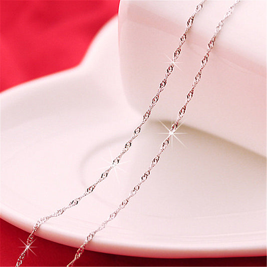 Women's Popular Ornament Water Wave Chain Sier Necklaces