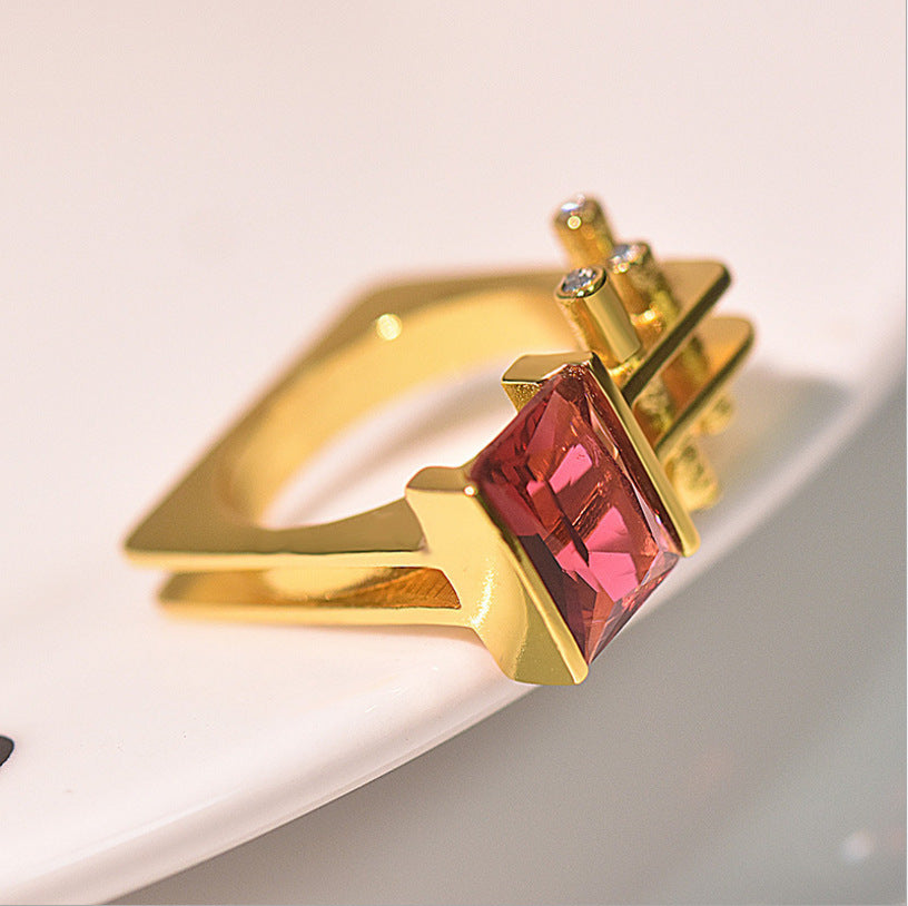 Simulation Zircon Princess Square Diamond Gold Rings