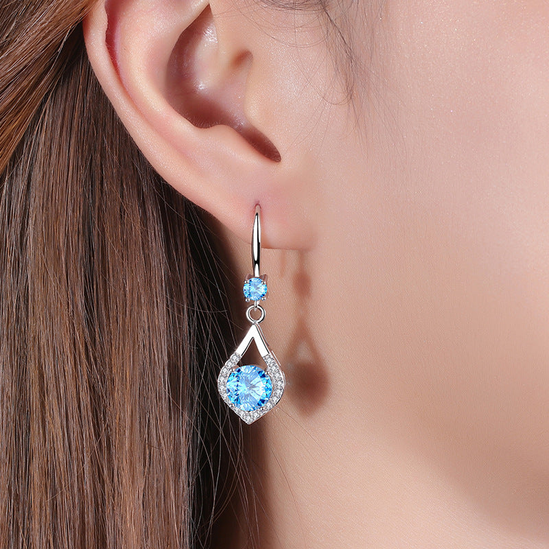 Sier Korean Ear Shiny Zircon Large Rings