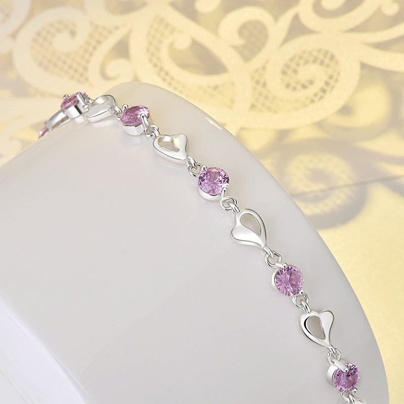 Bracelets légers pour femmes, en argent sterling, cristal, amour