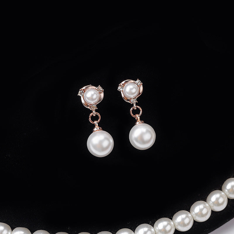 Delicate Diamond Pearl Creative Windmill Spiral Earrings