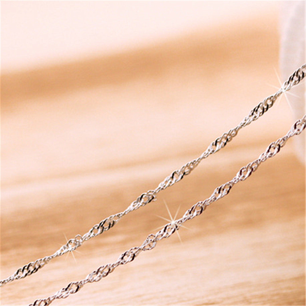 Women's Popular Ornament Water Wave Chain Sier Necklaces