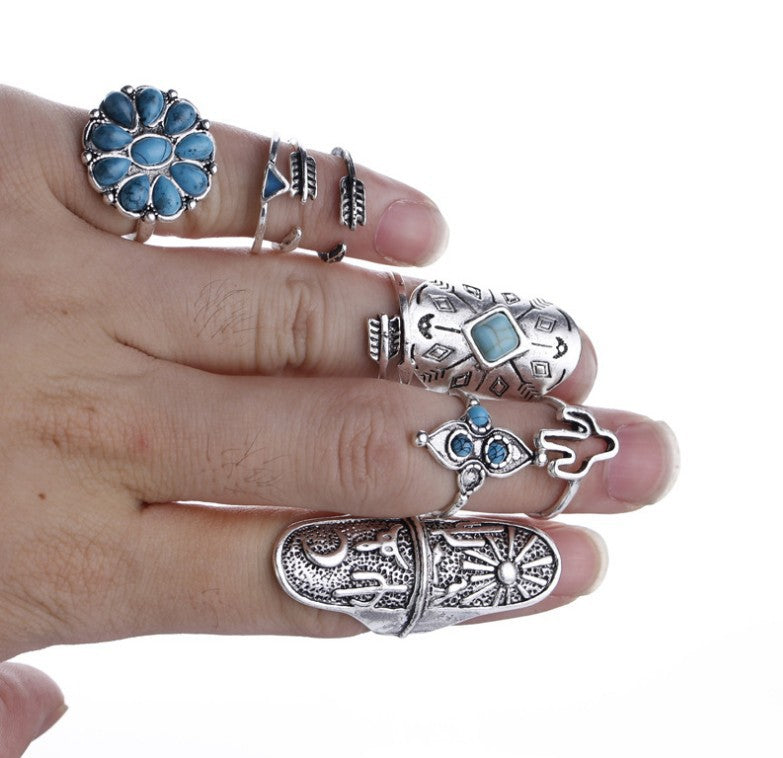 Bohemian Index Finger Wide Version Vintage Engraving Geometric Ring