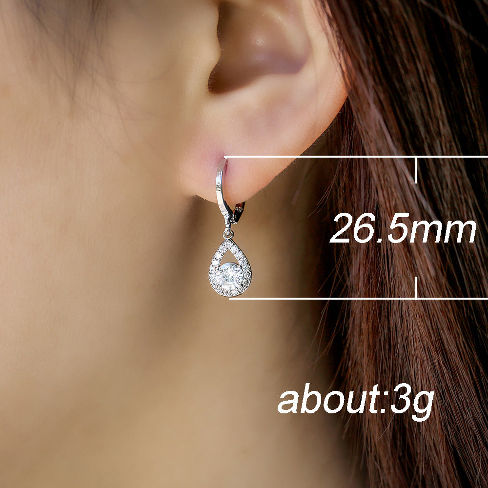 Tears Full Diamond Water Drop Ear Earrings