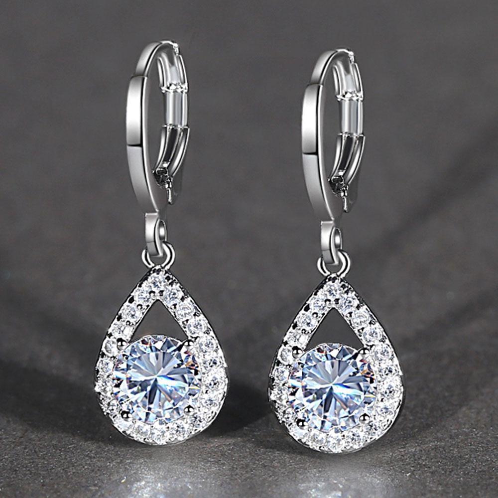 Tears Full Diamond Water Drop Ear Earrings