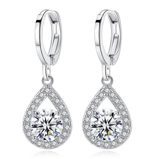 Tears Full Diamond Water Drop Ear Earrings