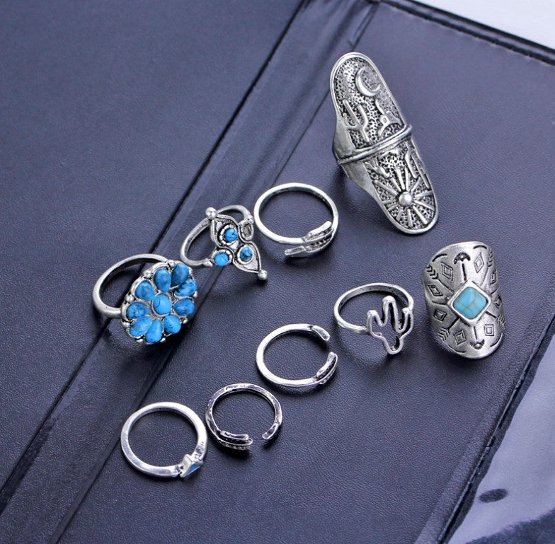 Bohemian Index Finger Wide Version Vintage Engraving Geometric Ring