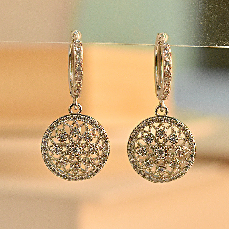 Boucles d'oreilles rondes creuses en Micro incrusté de Zircon, Simulation baroque