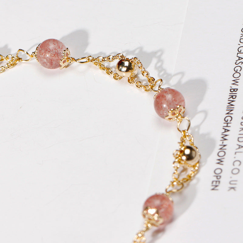 Women's Bardo Spacer Beads Strawberry Crystal Lucky Bracelets