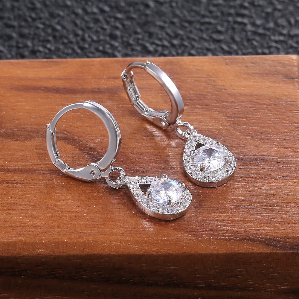 Tears Full Diamond Water Drop Ear Earrings