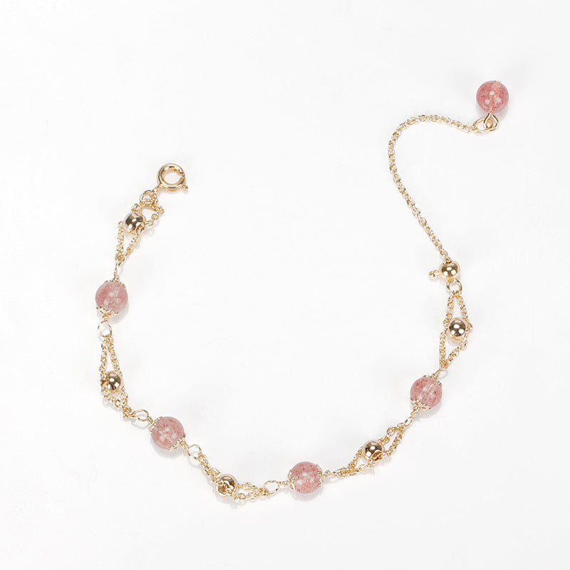 Bracelets porte-bonheur en cristal de fraise, perles d'espacement Bardo pour femmes