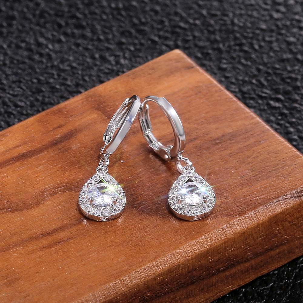 Tears Full Diamond Water Drop Ear Earrings