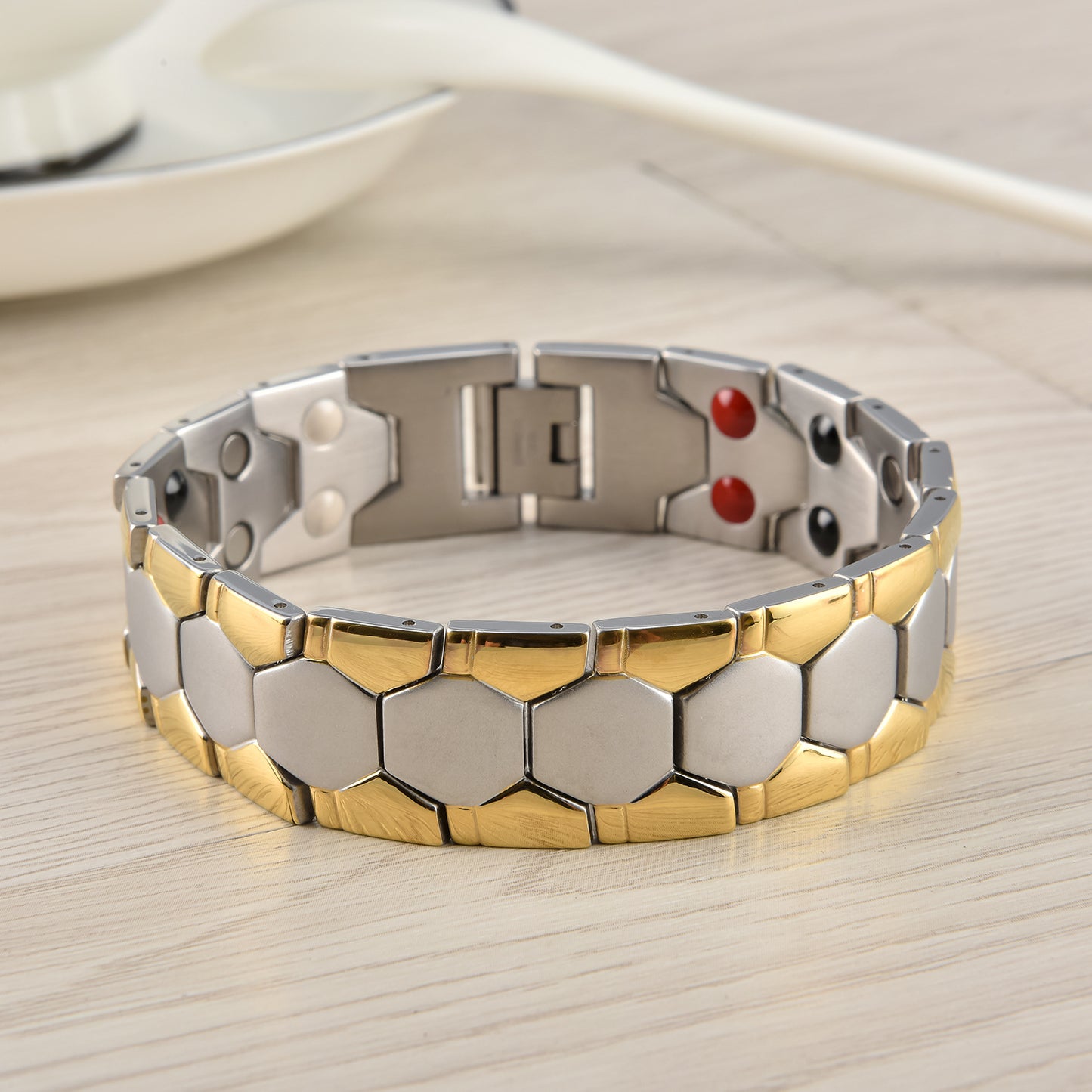 Men's Fashion Room Gold Double Row Magnet Bracelets