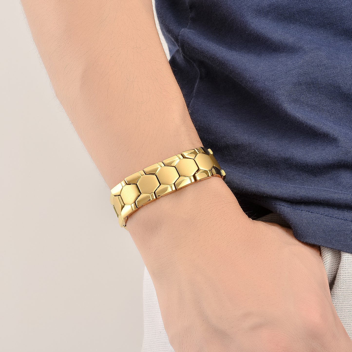 Men's Fashion Room Gold Double Row Magnet Bracelets