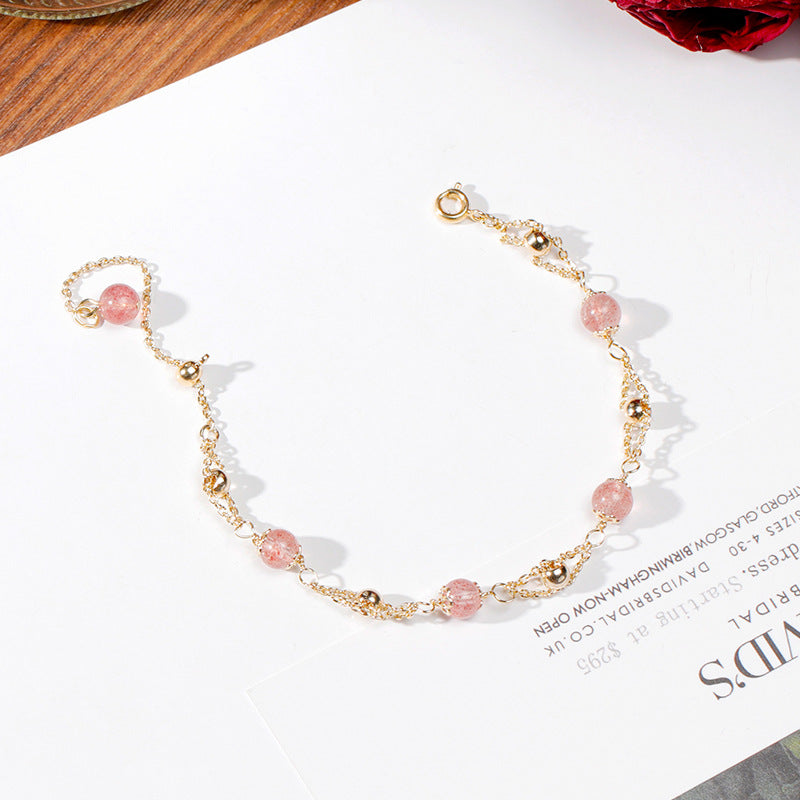 Women's Bardo Spacer Beads Strawberry Crystal Lucky Bracelets